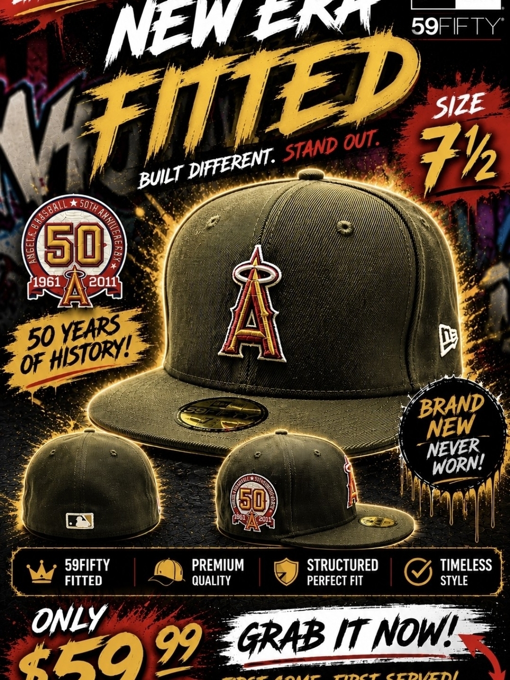 New Era Olive Los Angeles Angels 59FIFTY Fitted Cap